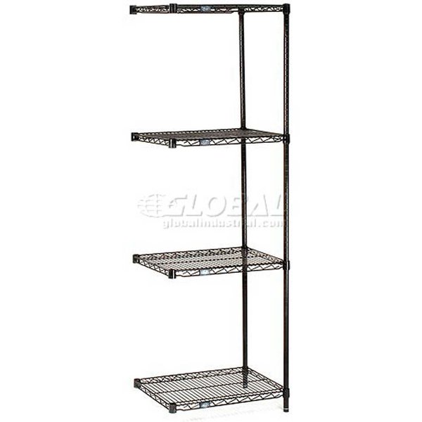 Nexel Black Epoxy, 5 Tier, Wire Shelving Add-On Unit, 54W x 14D x 86H A14548B5